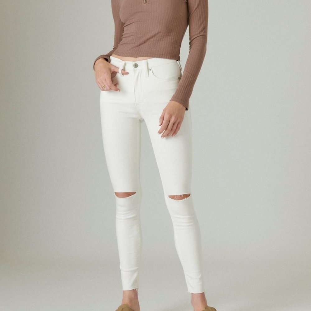 White ripped jeans mid-rise